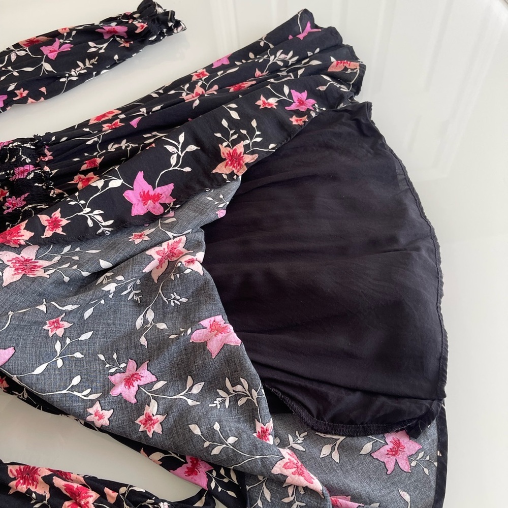 Free People Black and Pink Floral Long Sleeve Dress - Picture 9 of 16